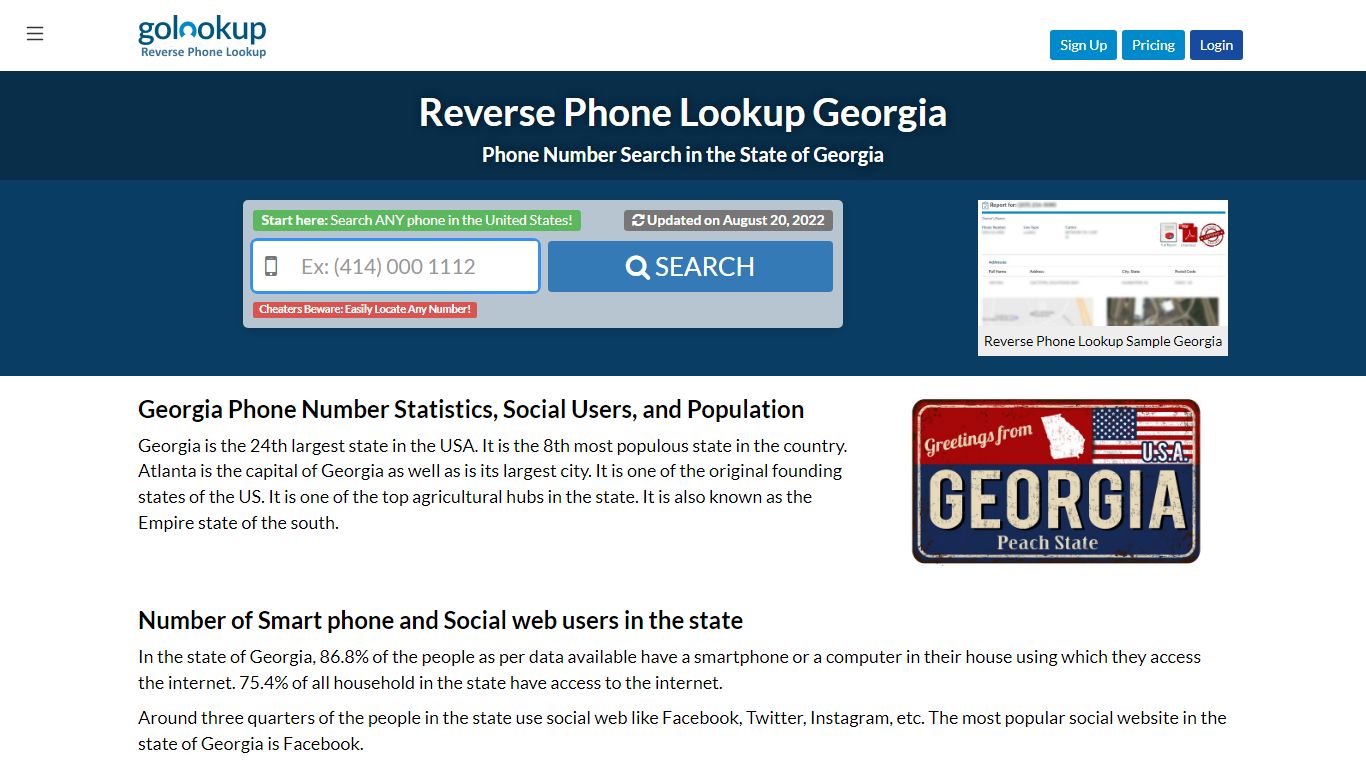 Georgia Reverse Phone LookUp